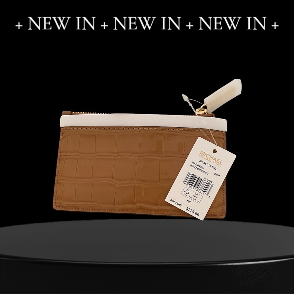 Michael Kors Jet Set Travel Medium Card Case Croc Embossed NWT - Picture 3 of 5